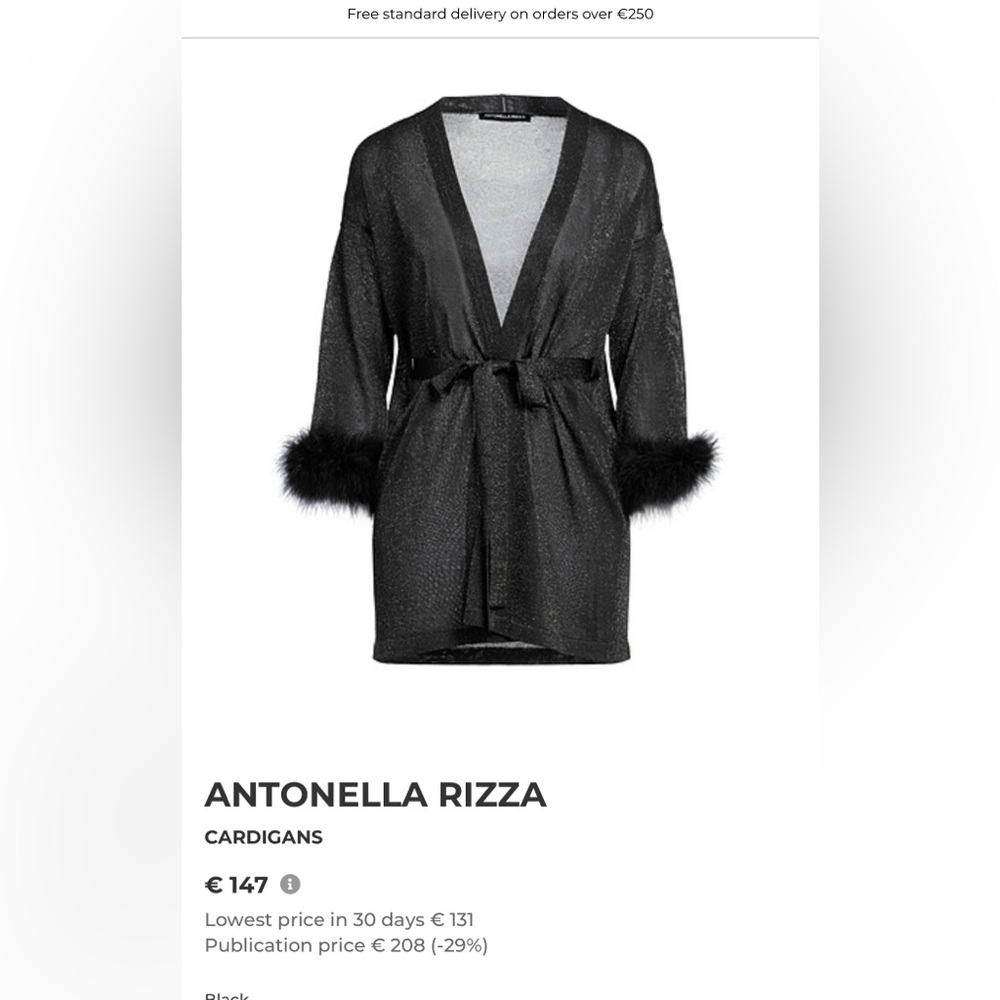 Designer Antonella Rizza made in Italy shimmery cardigan with fur sleeves